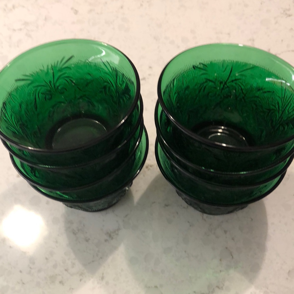 Anchor Hocking green berry bowls